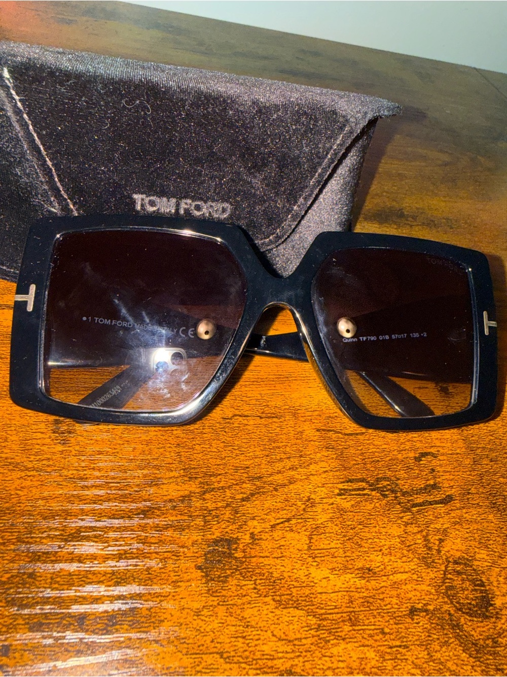 Tom Ford Black Oversized Square Women's Sunglasses